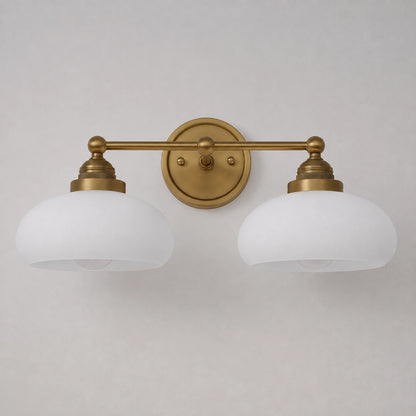 Antique Brass Vanity Light Mid Century Modern Bathroom Glass Sconce