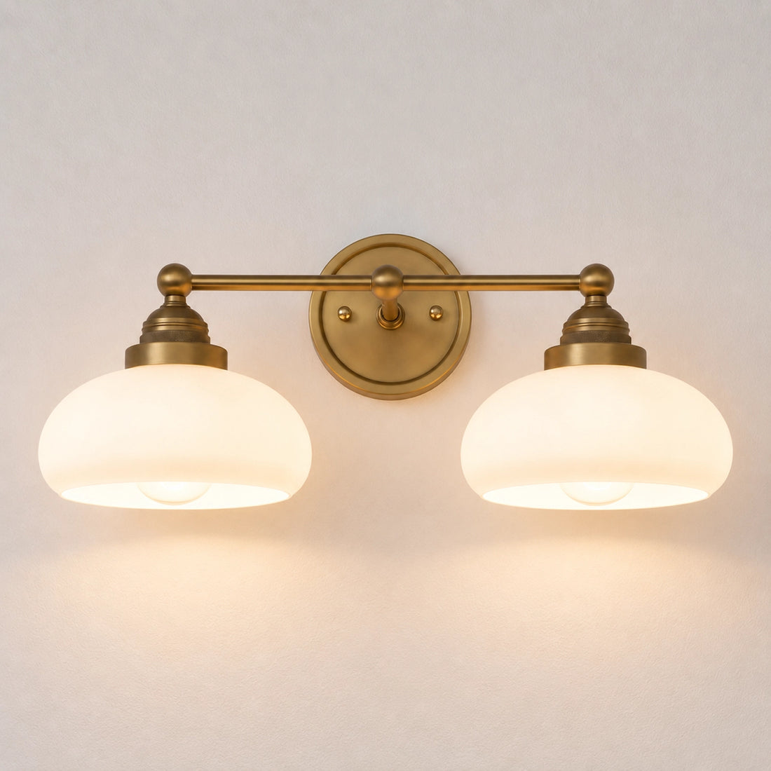 Antique Brass Vanity Light Mid Century Modern Bathroom Glass Sconce