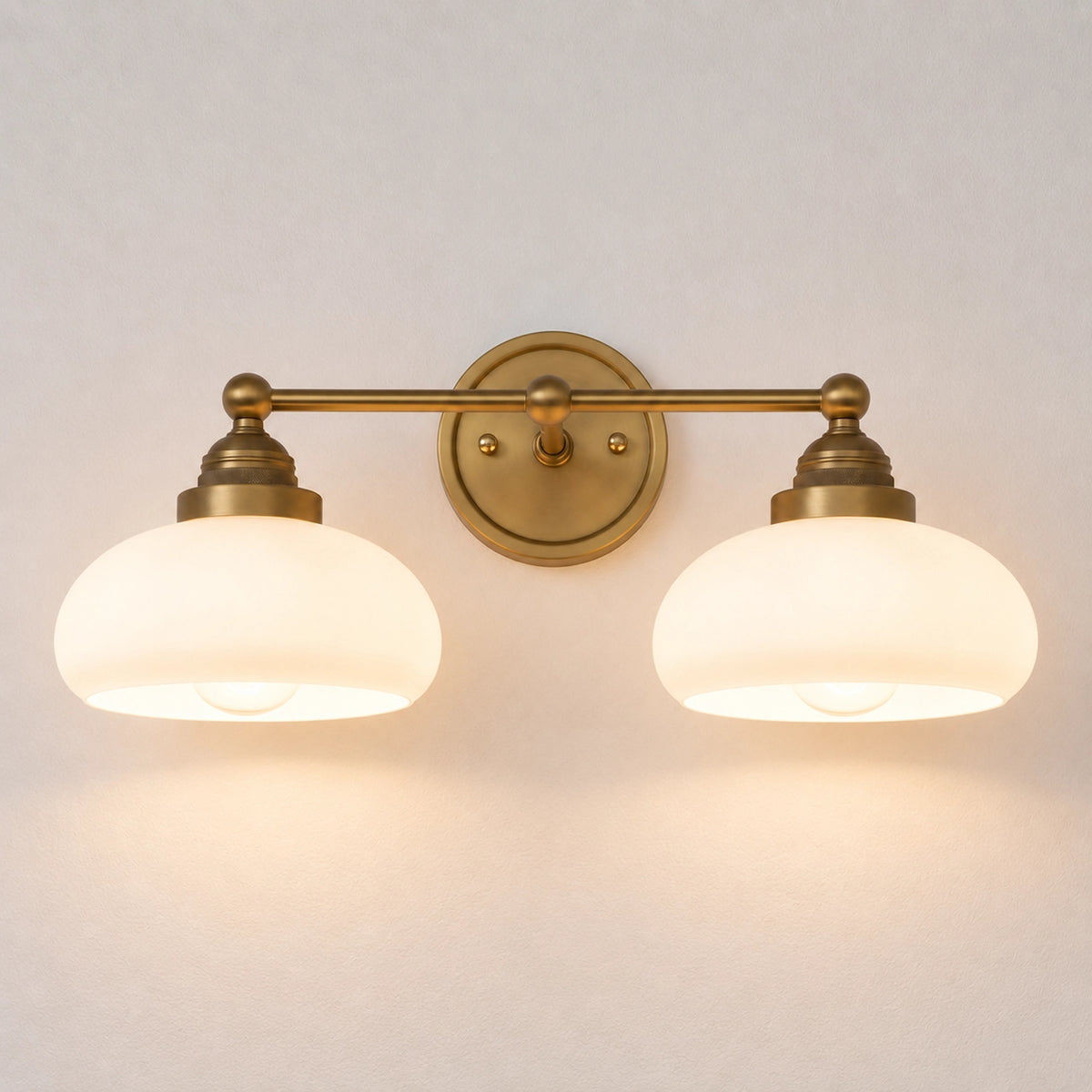 Antique Brass Vanity Light Mid Century Modern Bathroom Glass Sconce