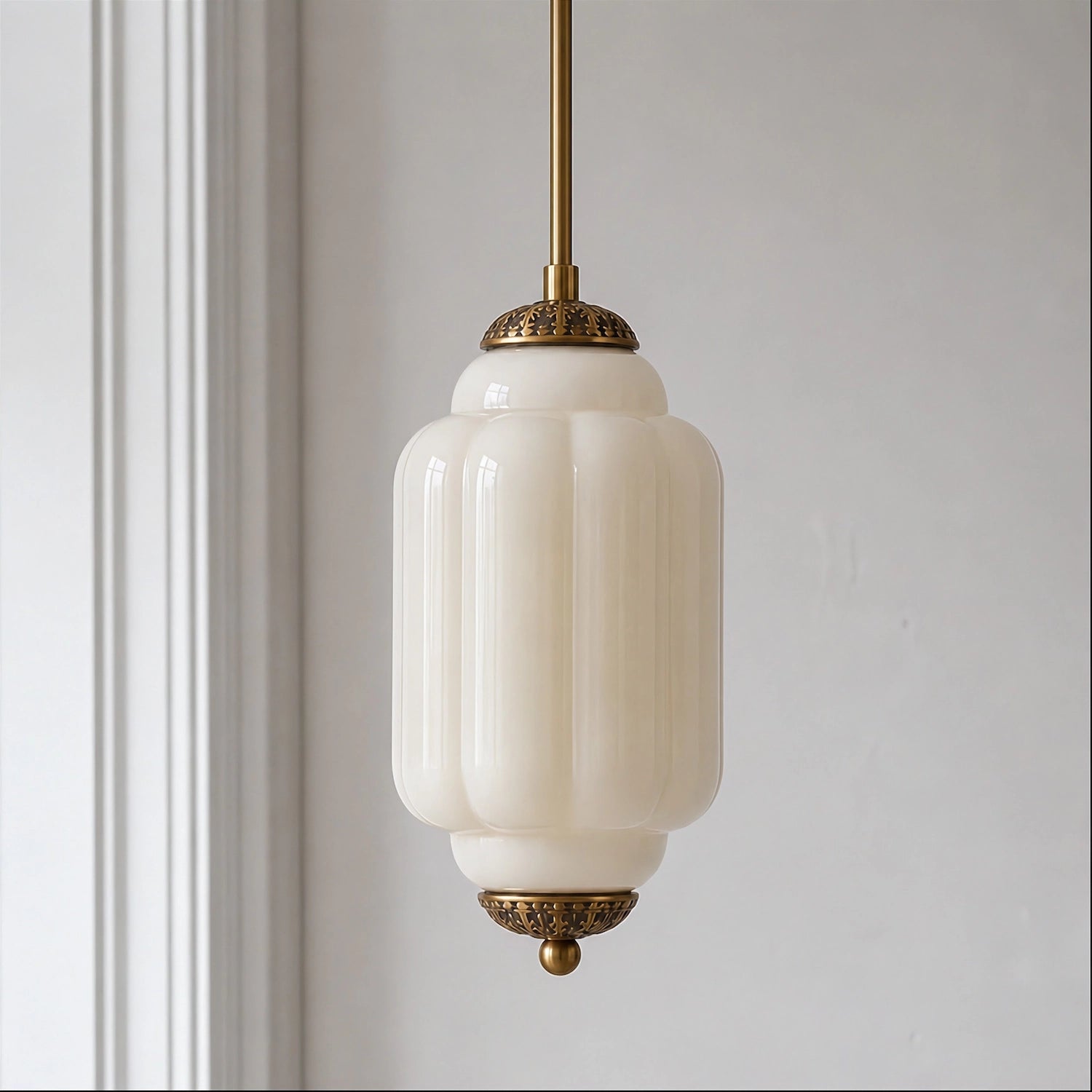 Antique Eloise Milk Glass Pendant Light Vintage Hanging Lamp