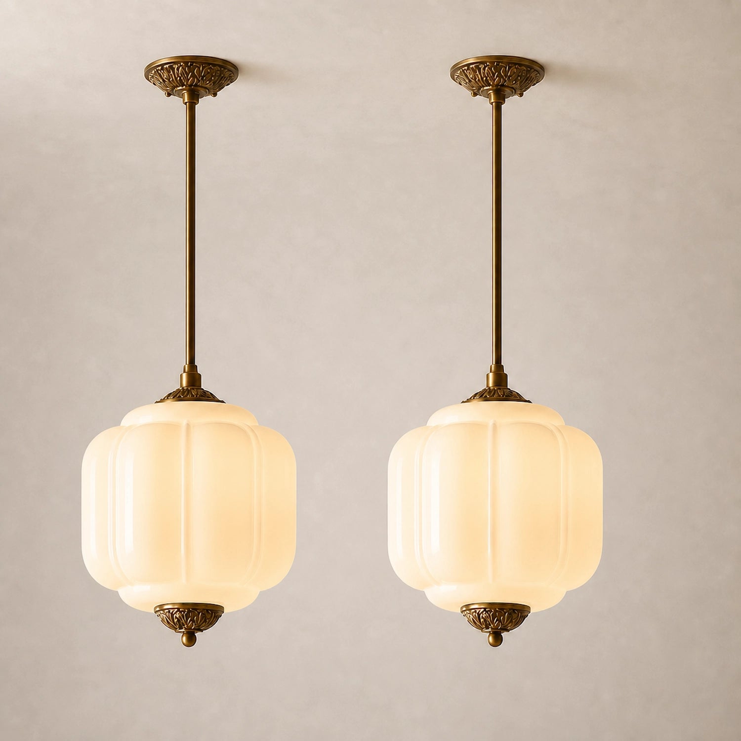 Antique Eloise Milk Glass Pendant Light Vintage Hanging Lamp