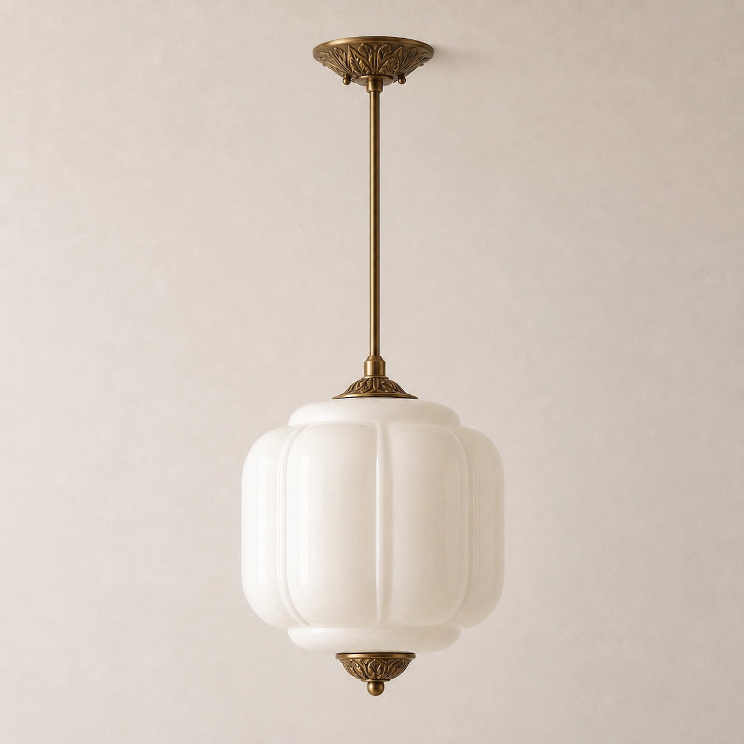 Antique Eloise Milk Glass Pendant Light Vintage Hanging Lamp
