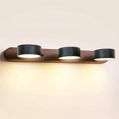 Black Travertine Vanity Wall Light Solid Wood Bathroom Sconce