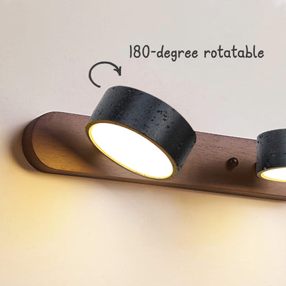 Black Travertine Vanity Wall Light Solid Wood Bathroom Sconce