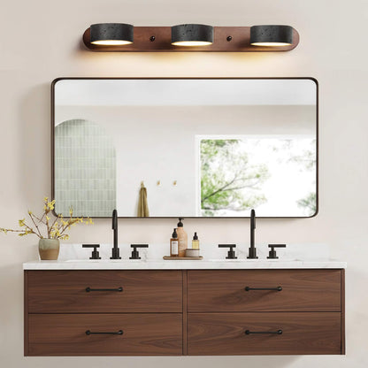 Black Travertine Vanity Wall Light Solid Wood Bathroom Sconce