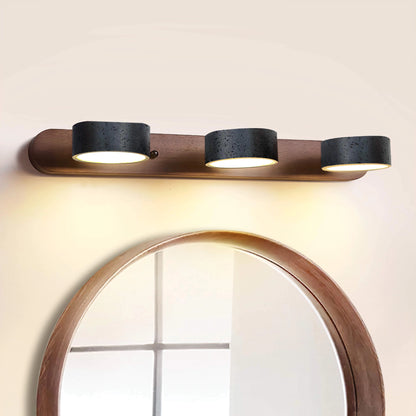 Black Travertine Vanity Wall Light Solid Wood Bathroom Sconce