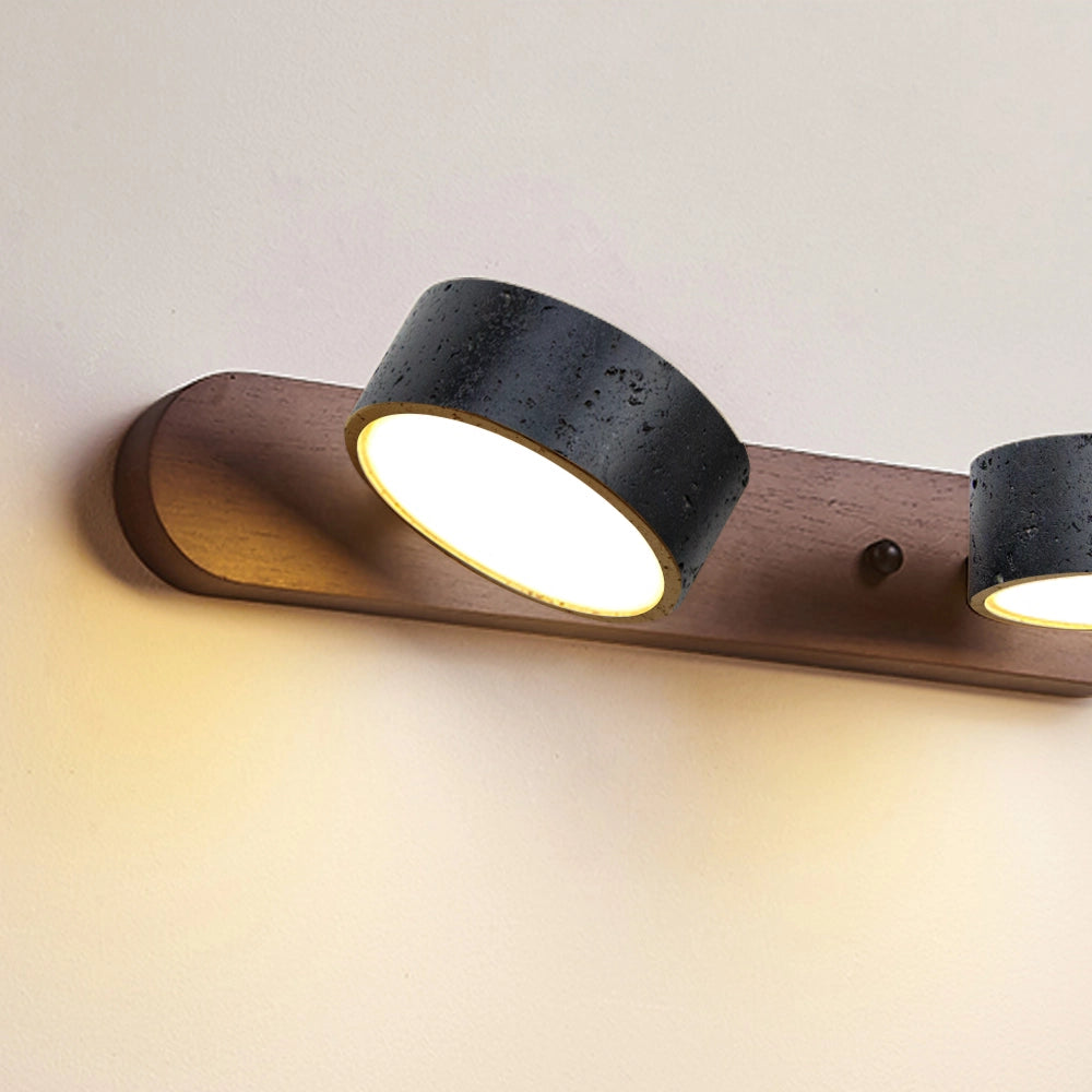 Black Travertine Vanity Wall Light Solid Wood Bathroom Sconce