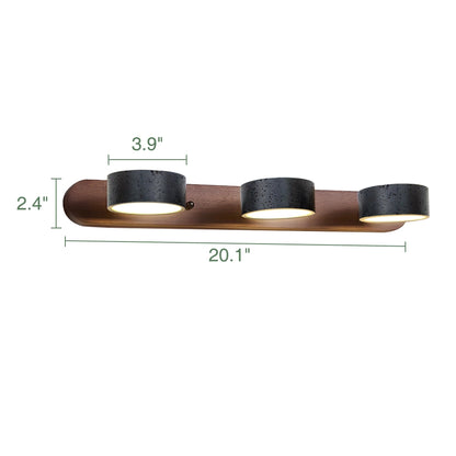 Black Travertine Vanity Wall Light Solid Wood Bathroom Sconce