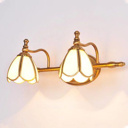 Brass Gold Vanity Light with Glass Shade for Bathroom