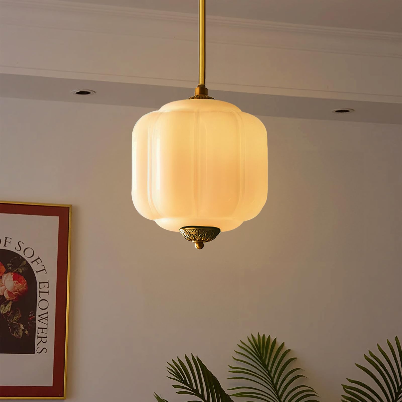 Classic Eloise Milk Glass Semi-Flush Mount Ceiling Light