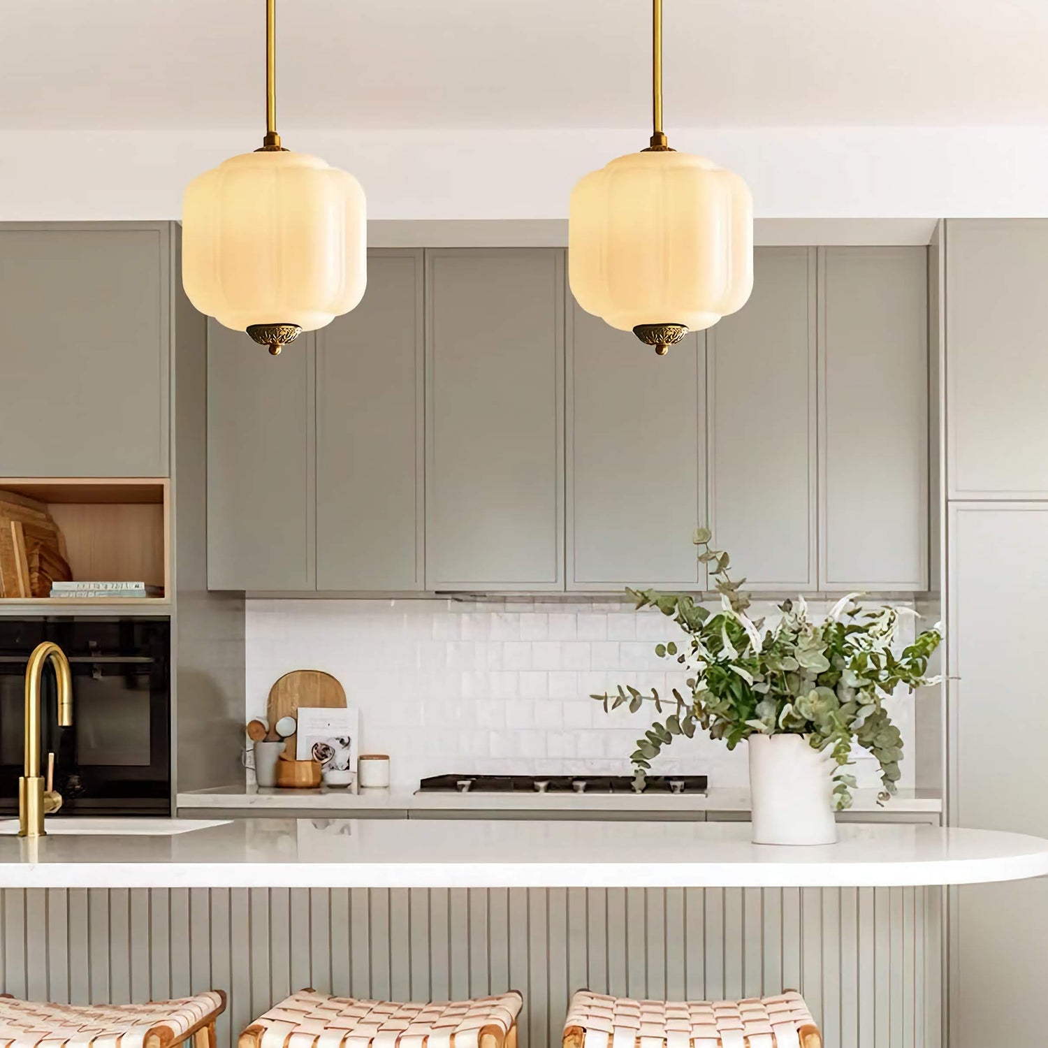 Classic Eloise Milk Glass Semi-Flush Mount Ceiling Light