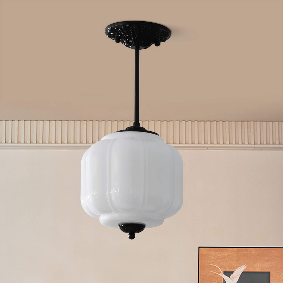 Classic Eloise Milk Glass Semi-Flush Mount Ceiling Light