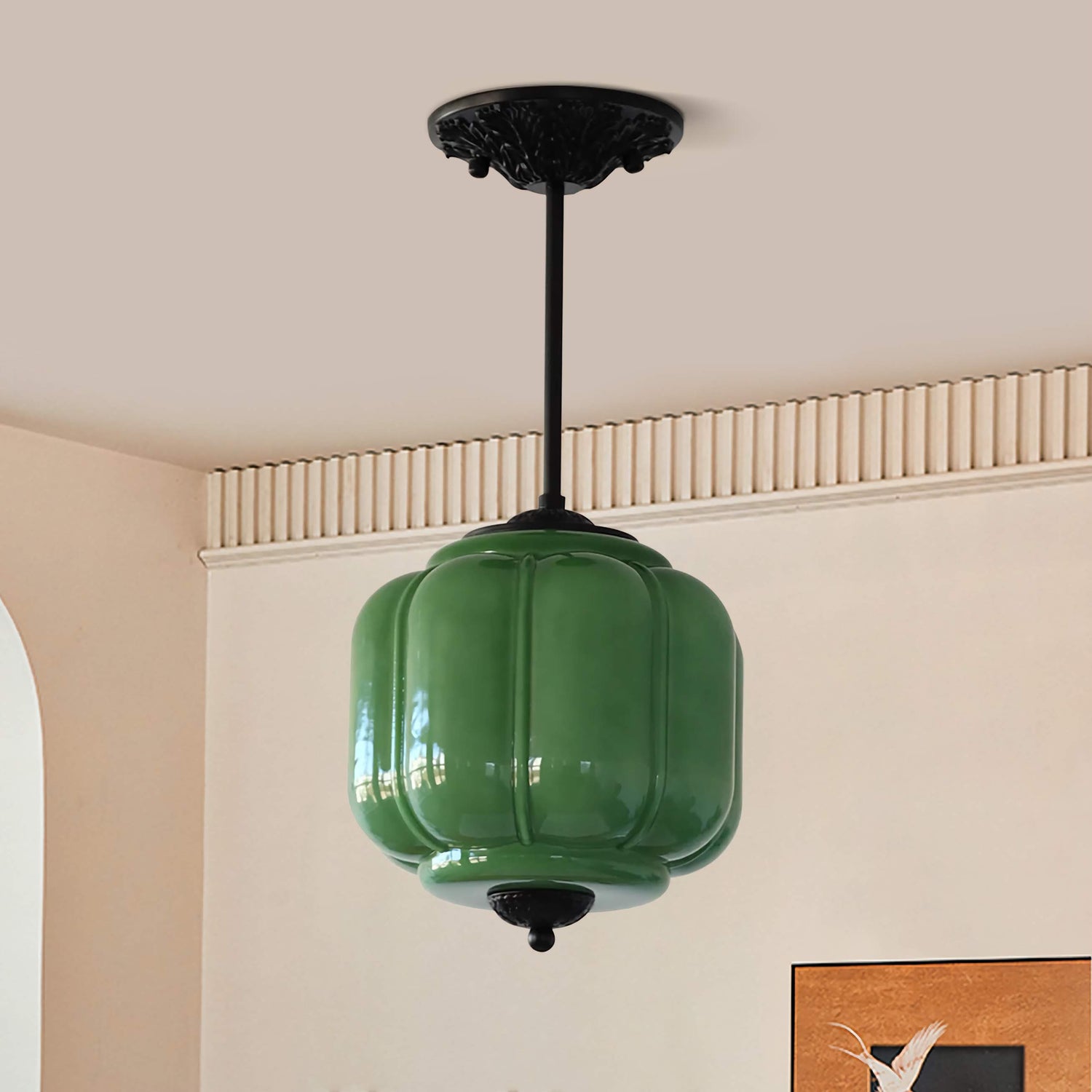 Classic Eloise Milk Glass Semi-Flush Mount Ceiling Light