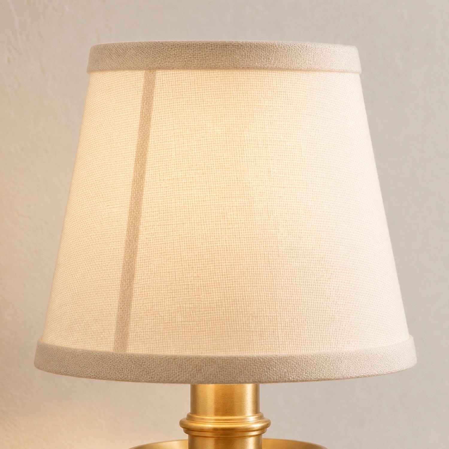 Classic Solid Brass Wall Sconce with White Fabric Shade