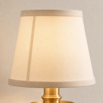 Classic Solid Brass Wall Sconce with White Fabric Shade