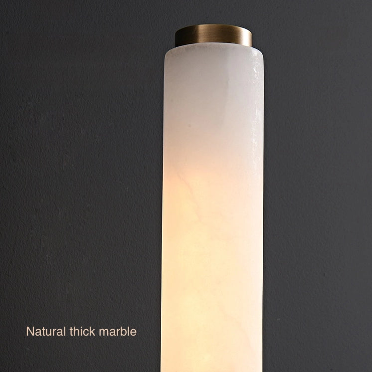 Cylindrical Marble Wall Mount Light Brass Vintage Sconce