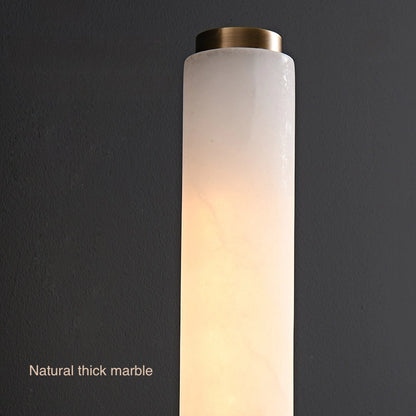 Cylindrical Marble Wall Mount Light Brass Vintage Sconce
