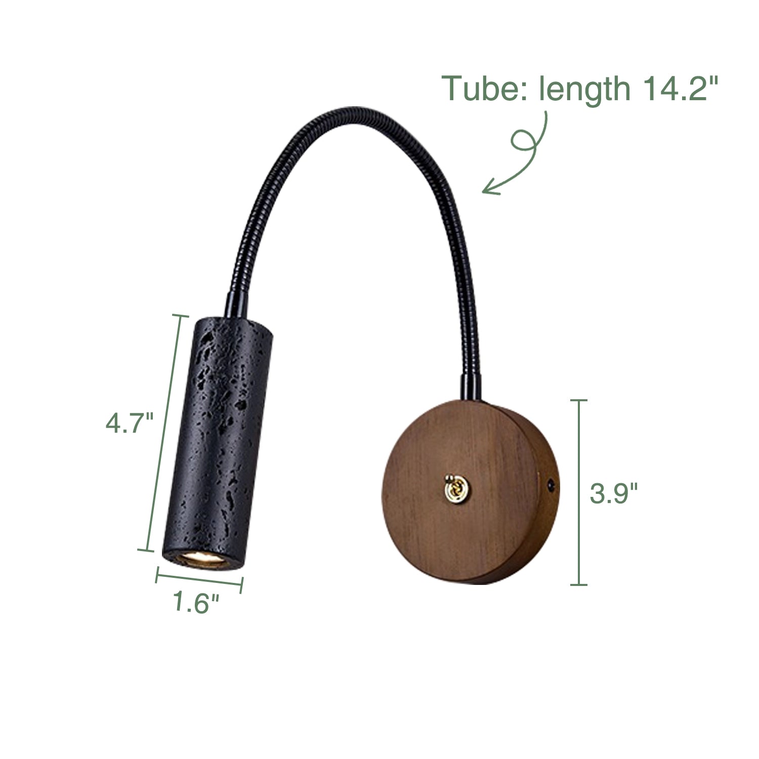 Flexible Wall Mount Reading Light Bedroom Black Travertine Lamp