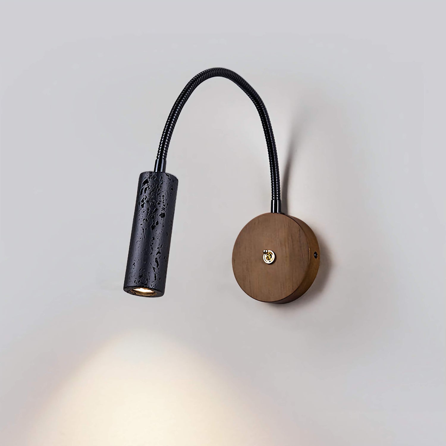 Flexible Wall Mount Reading Light Bedroom Black Travertine Lamp