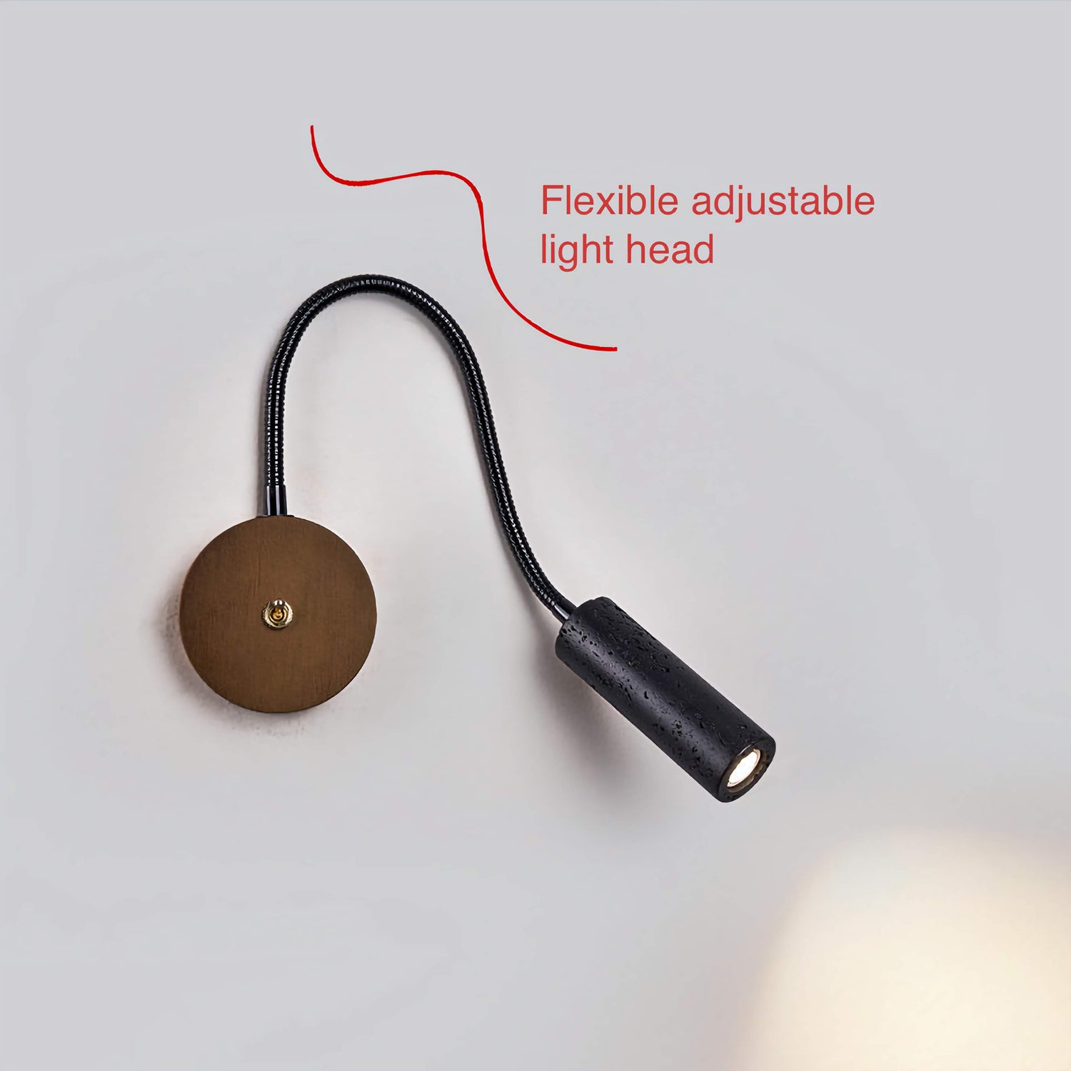 Flexible Wall Mount Reading Light Bedroom Black Travertine Lamp