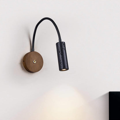 Flexible Wall Mount Reading Light Bedroom Black Travertine Lamp