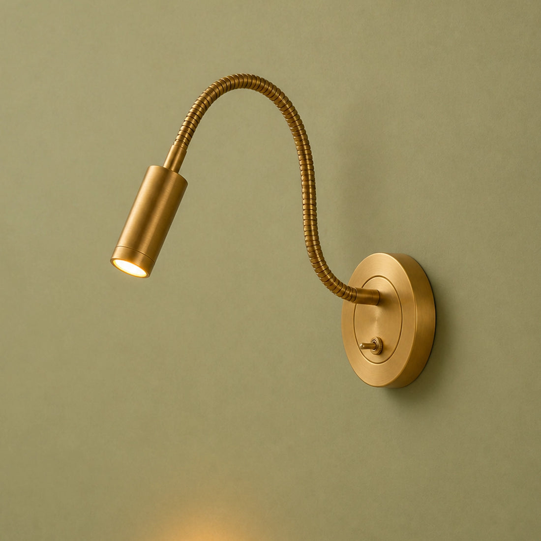 Gold Gooseneck Wall Reading Light with Switch for Bedroom
