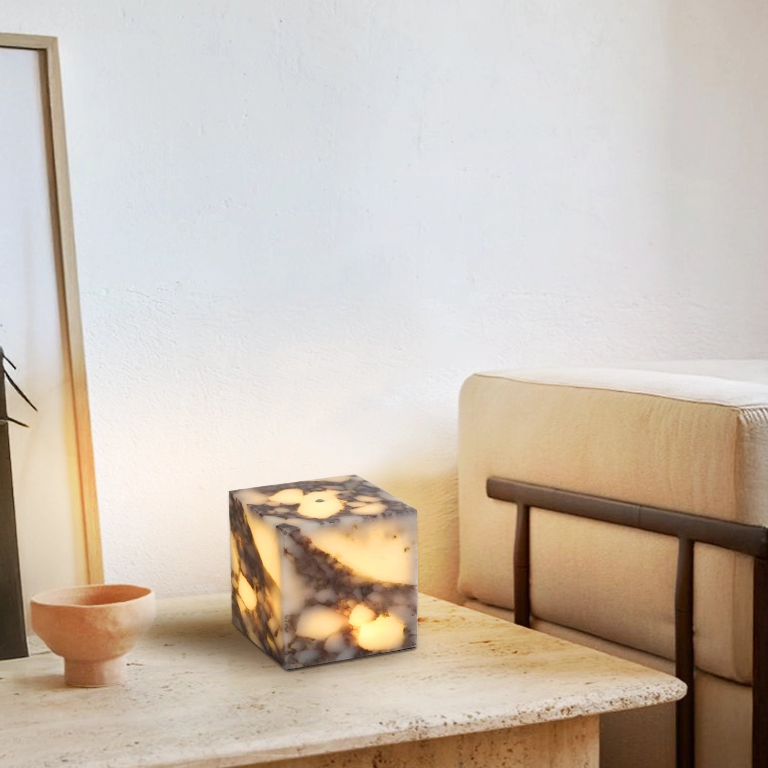 Luxury Marble Side Table Lamp Rechargeable Cube Table Light
