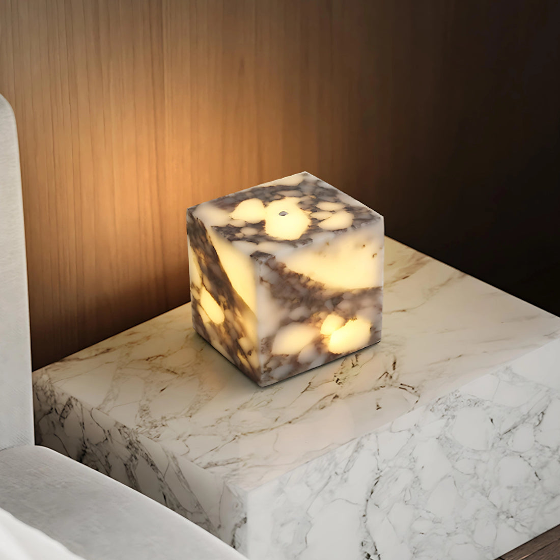Luxury Marble Side Table Lamp Rechargeable Cube Table Light