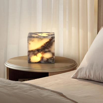 Luxury Marble Side Table Lamp Rechargeable Cube Table Light