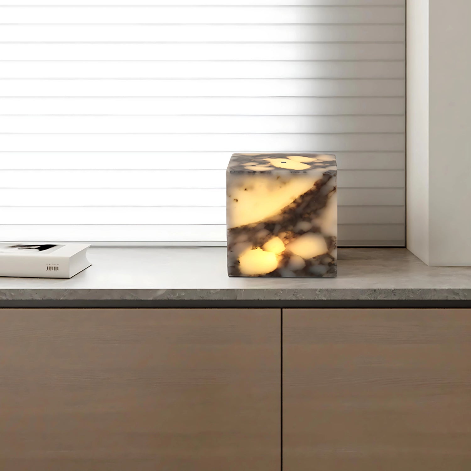 Luxury Marble Side Table Lamp Rechargeable Cube Table Light