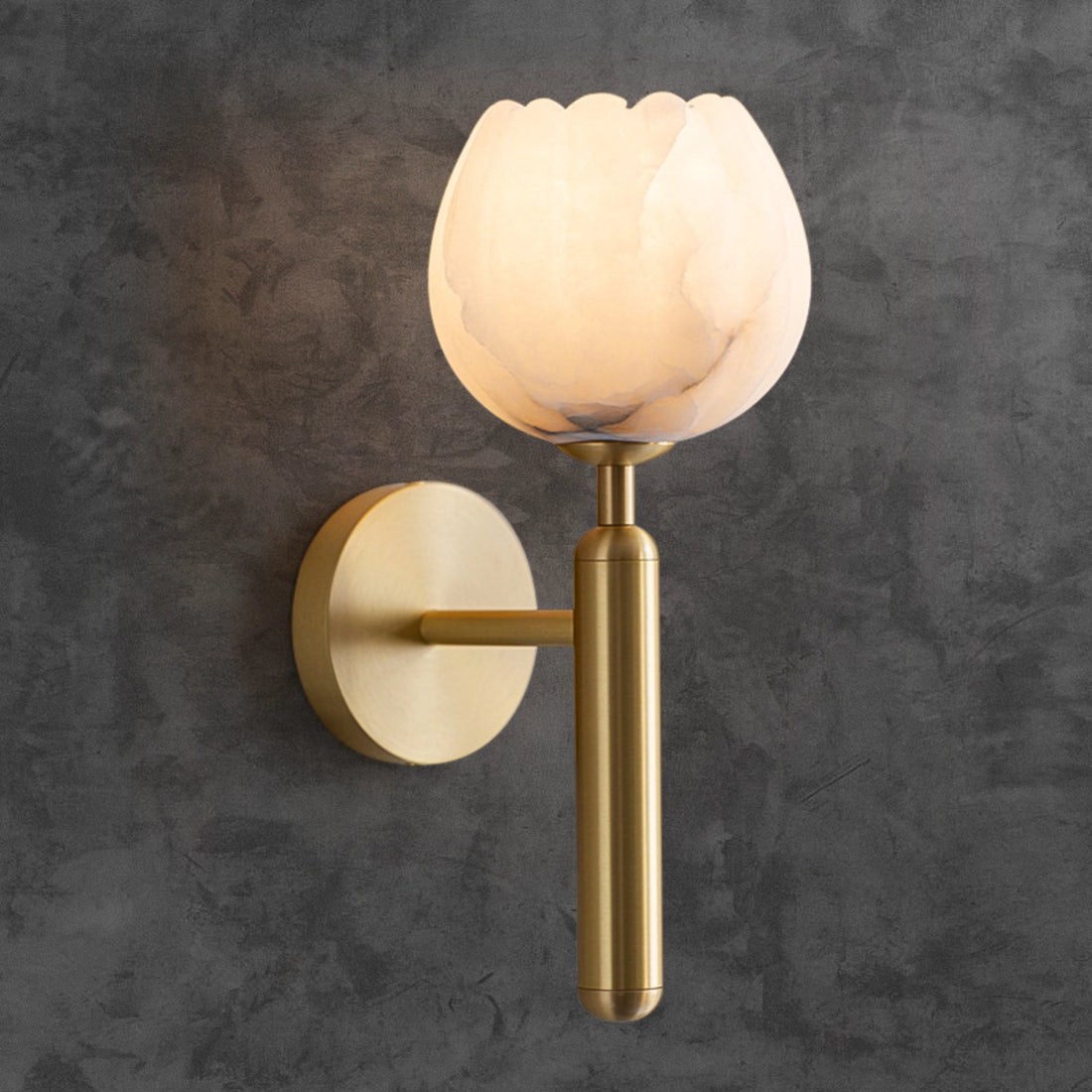 Modern Bud-Shaped Marble and Metal Wall Sconce