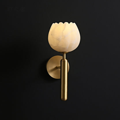 Modern Bud-Shaped Marble and Metal Wall Sconce