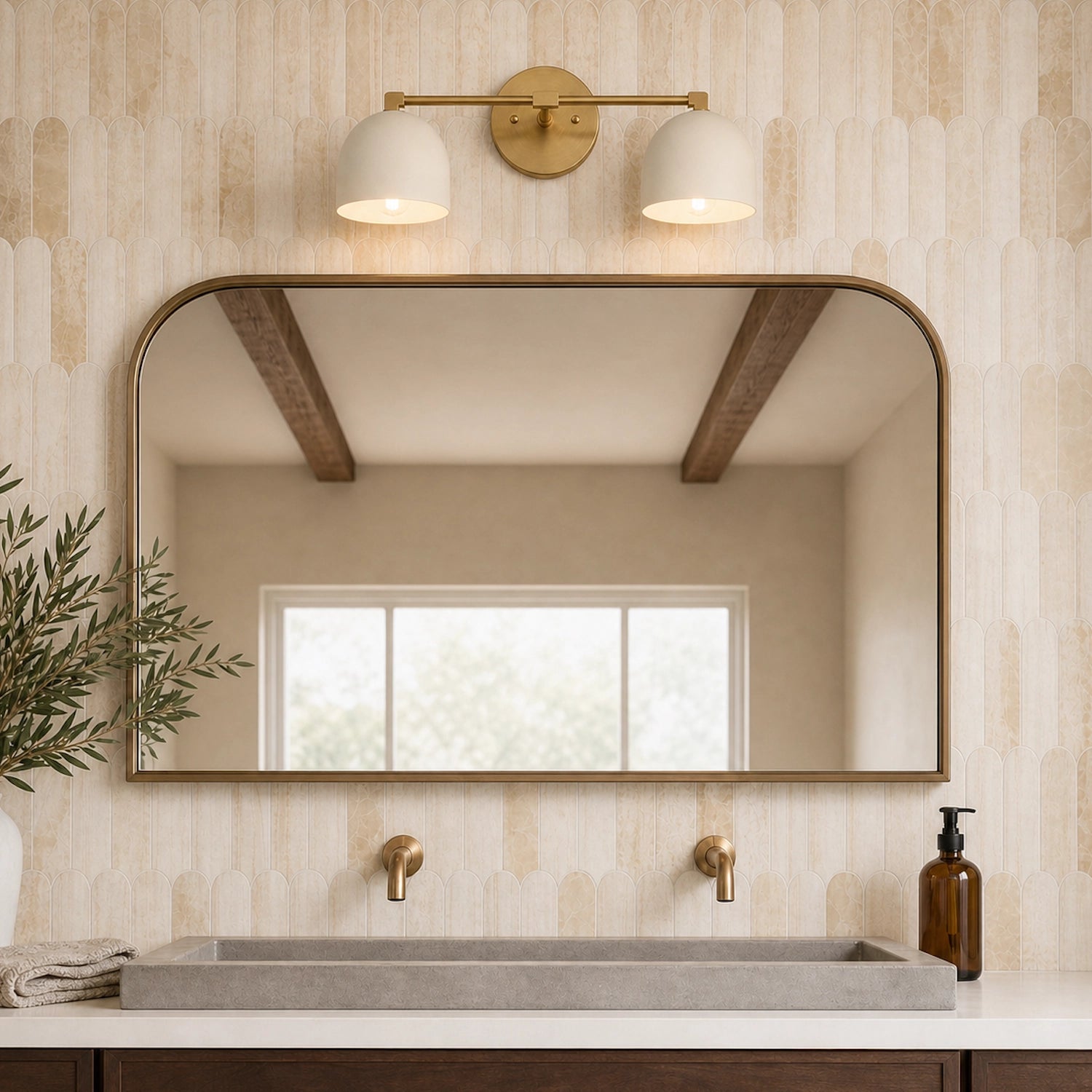 Mid Century Modern Brass Vanity Light Bathroom Wall Sconce