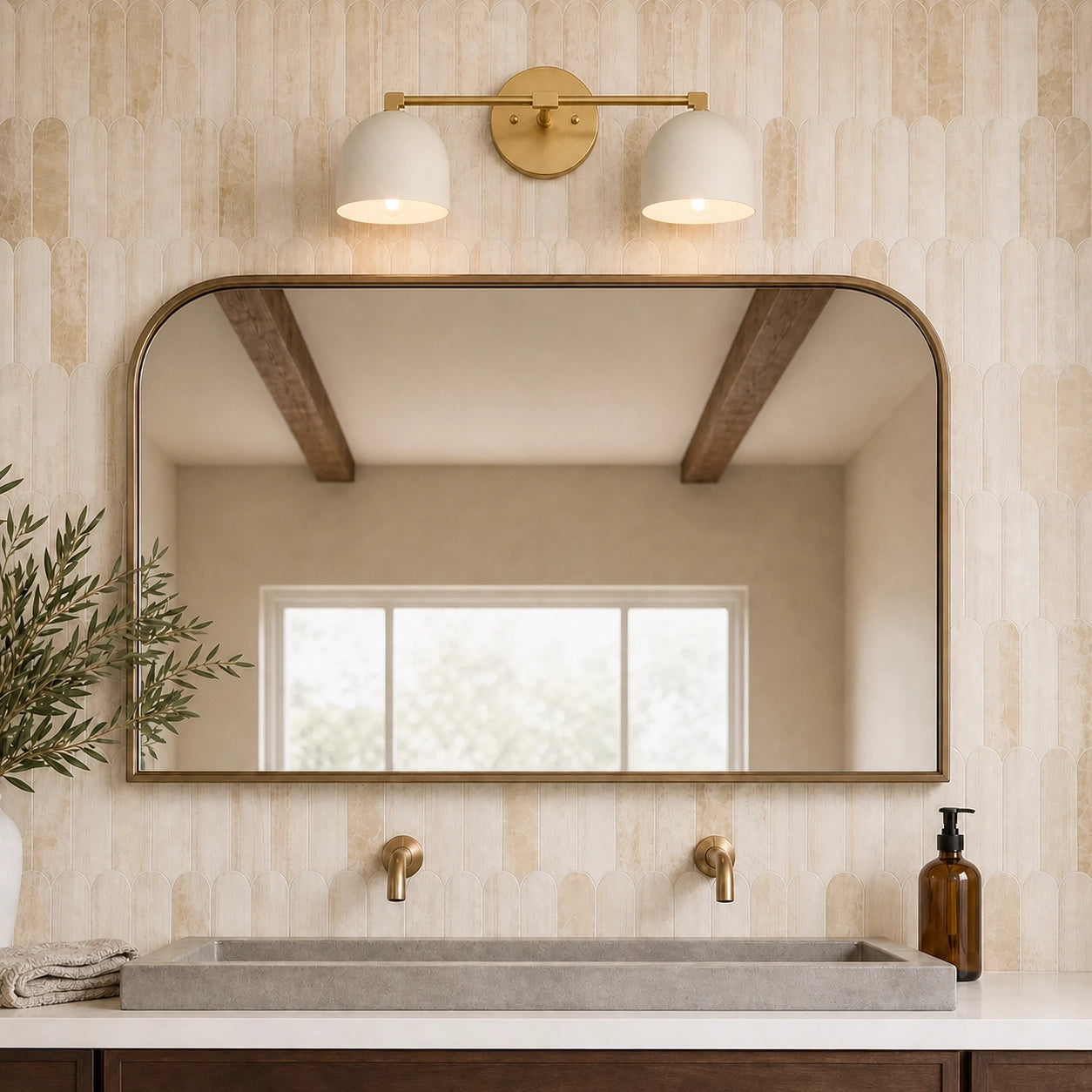 Simple Brass Vanity Wall Light Mid Century Modern Bathroom Sconce