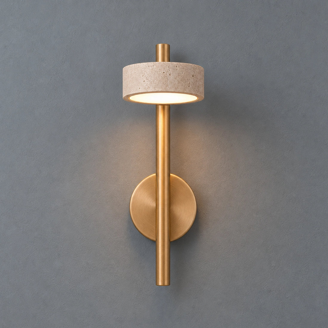 Minimalist Travertine Wall Mounted Light with Swivel Arm