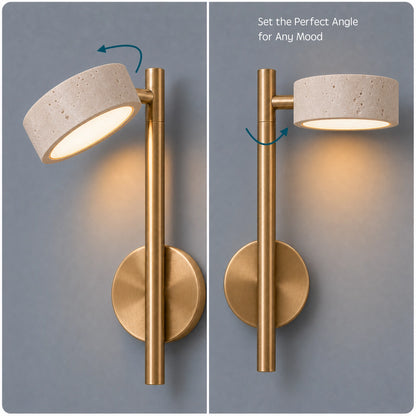 Minimalist Travertine Wall Mounted Light with Swivel Arm