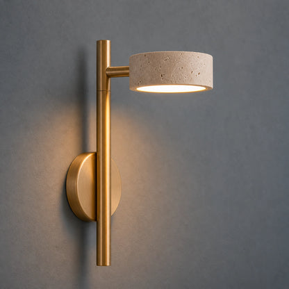 Minimalist Travertine Wall Mounted Light with Swivel Arm