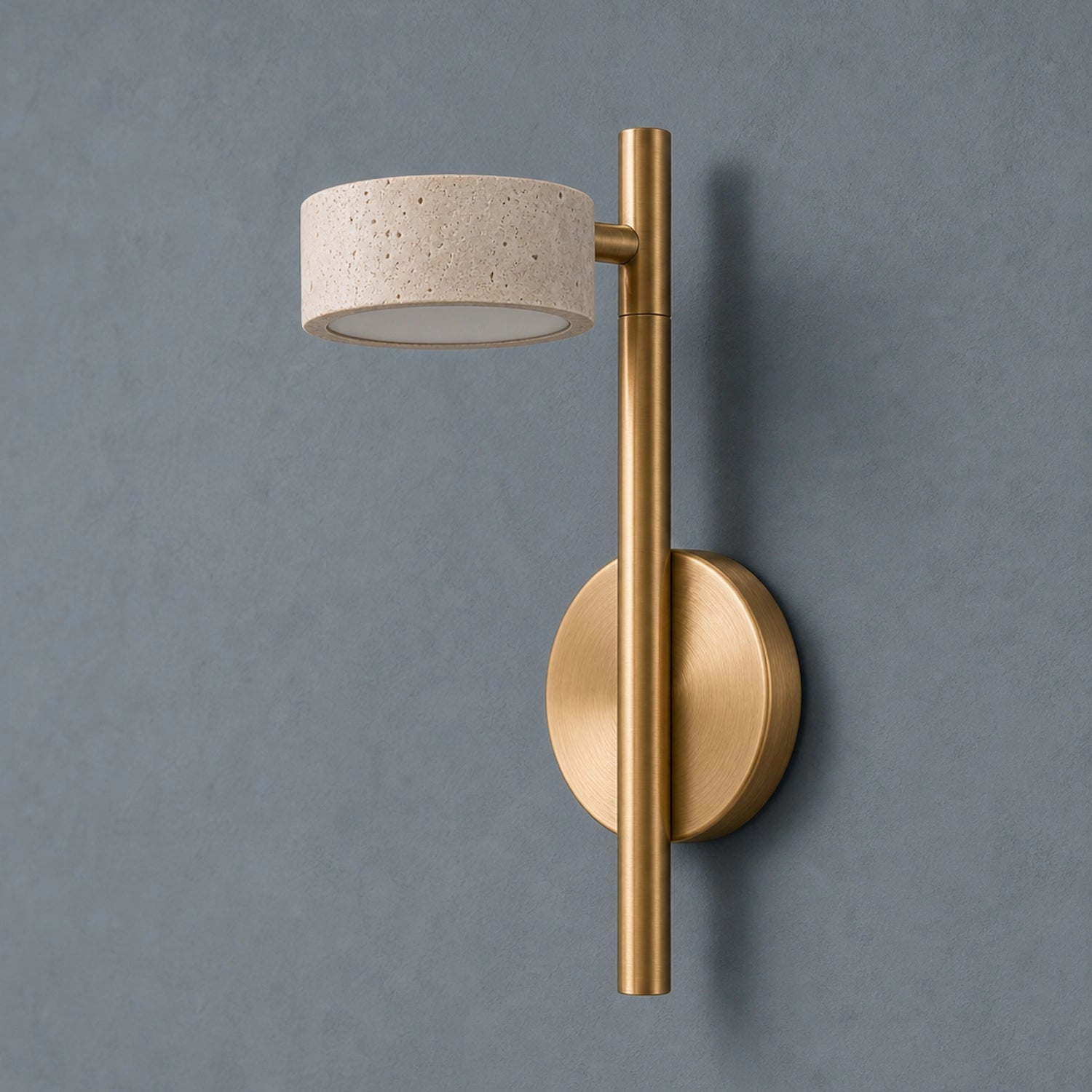 Minimalist Travertine Wall Mounted Light with Swivel Arm