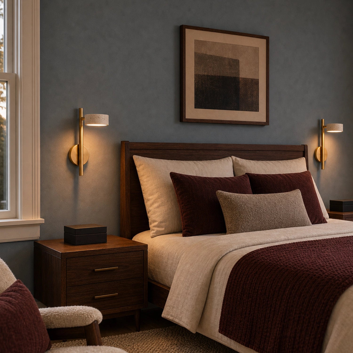 Minimalist Travertine Wall Mounted Light with Swivel Arm