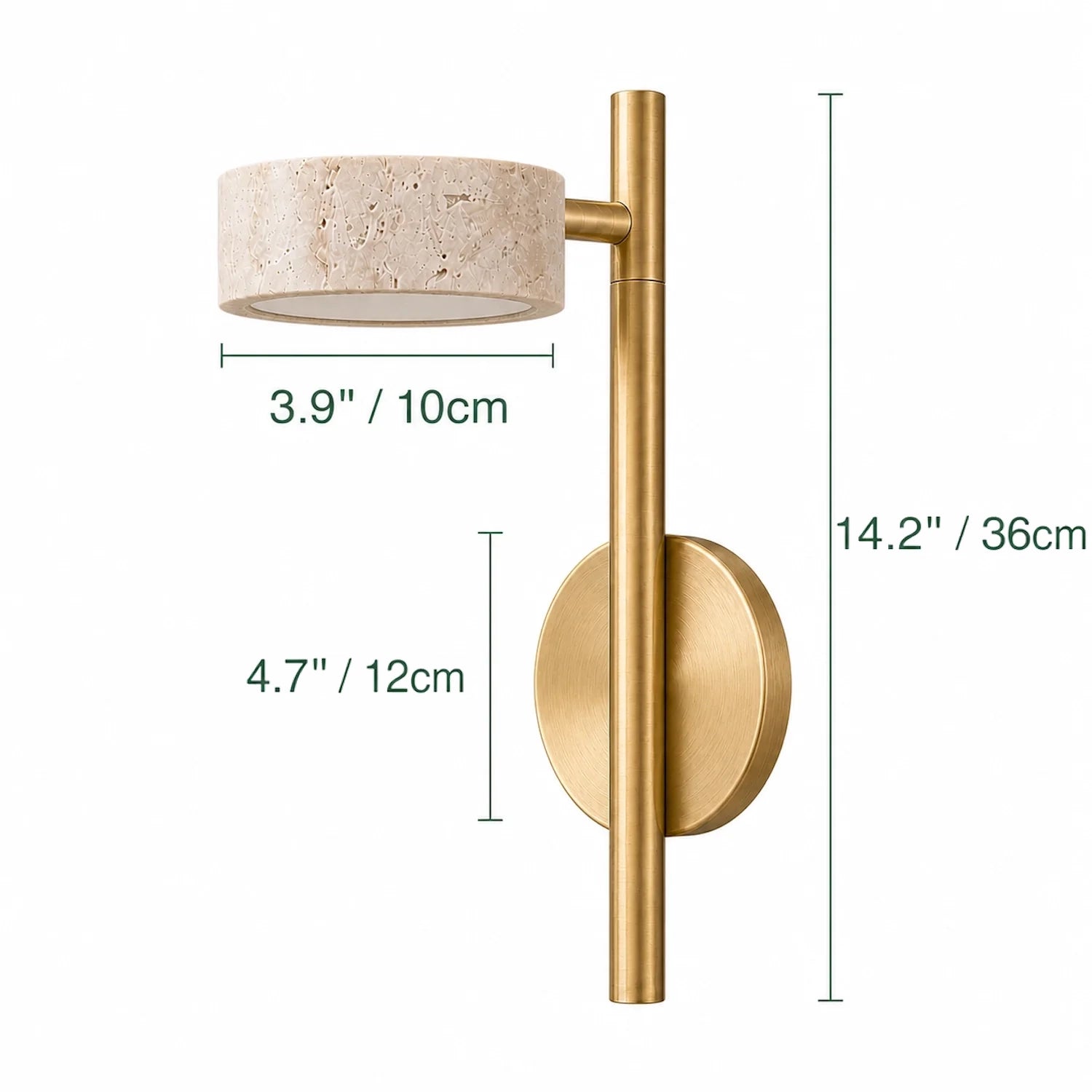 Adjustable Travertine Gold Wall Light with Swivel Arm for Bedroom