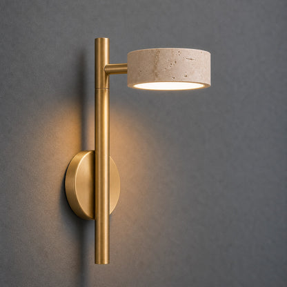 Adjustable Travertine Gold Wall Light with Swivel Arm for Bedroom