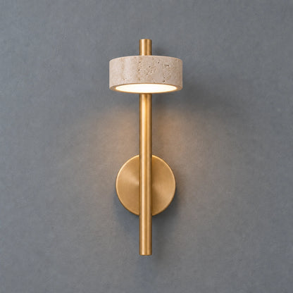 Adjustable Travertine Gold Wall Light with Swivel Arm for Bedroom