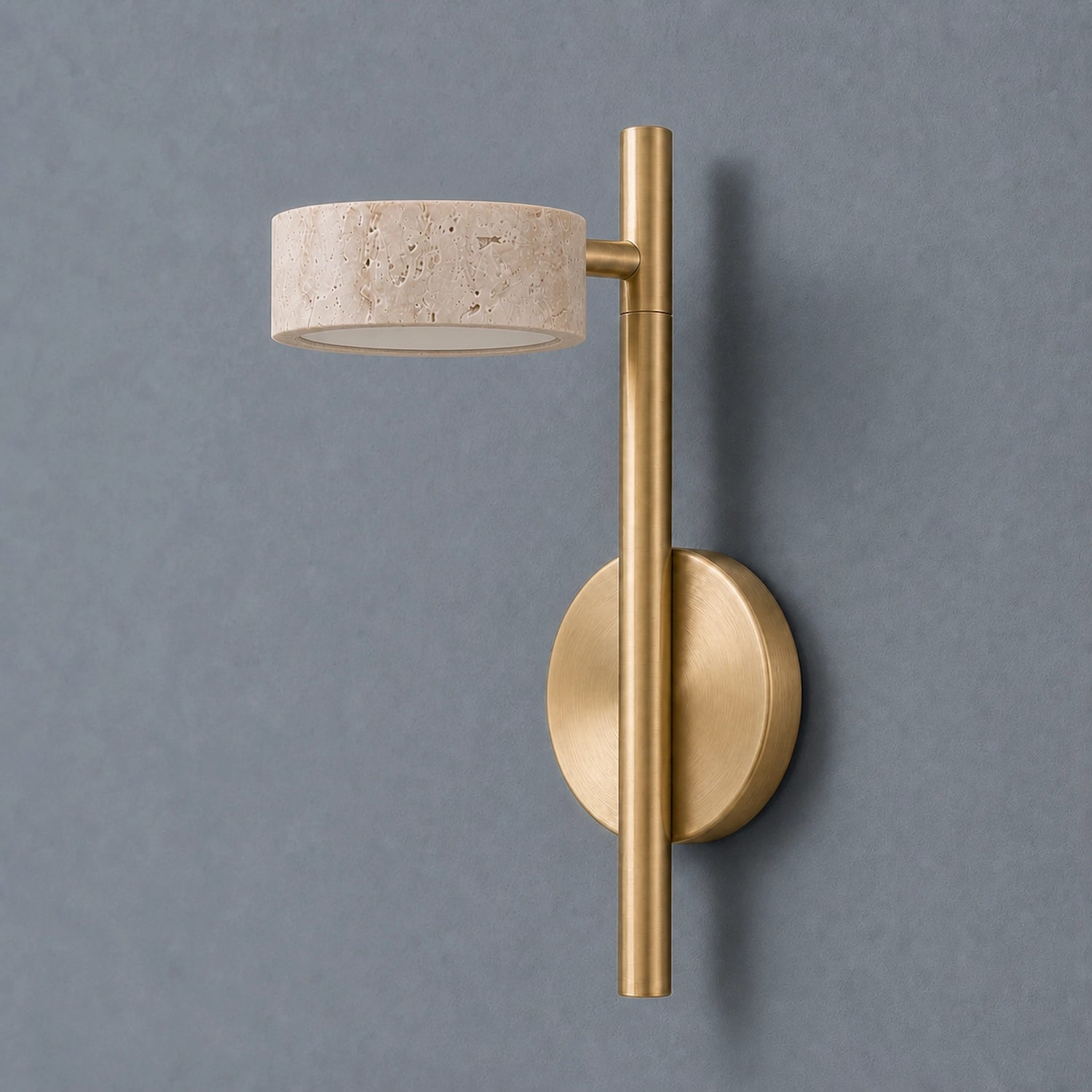 Adjustable Travertine Gold Wall Light with Swivel Arm for Bedroom