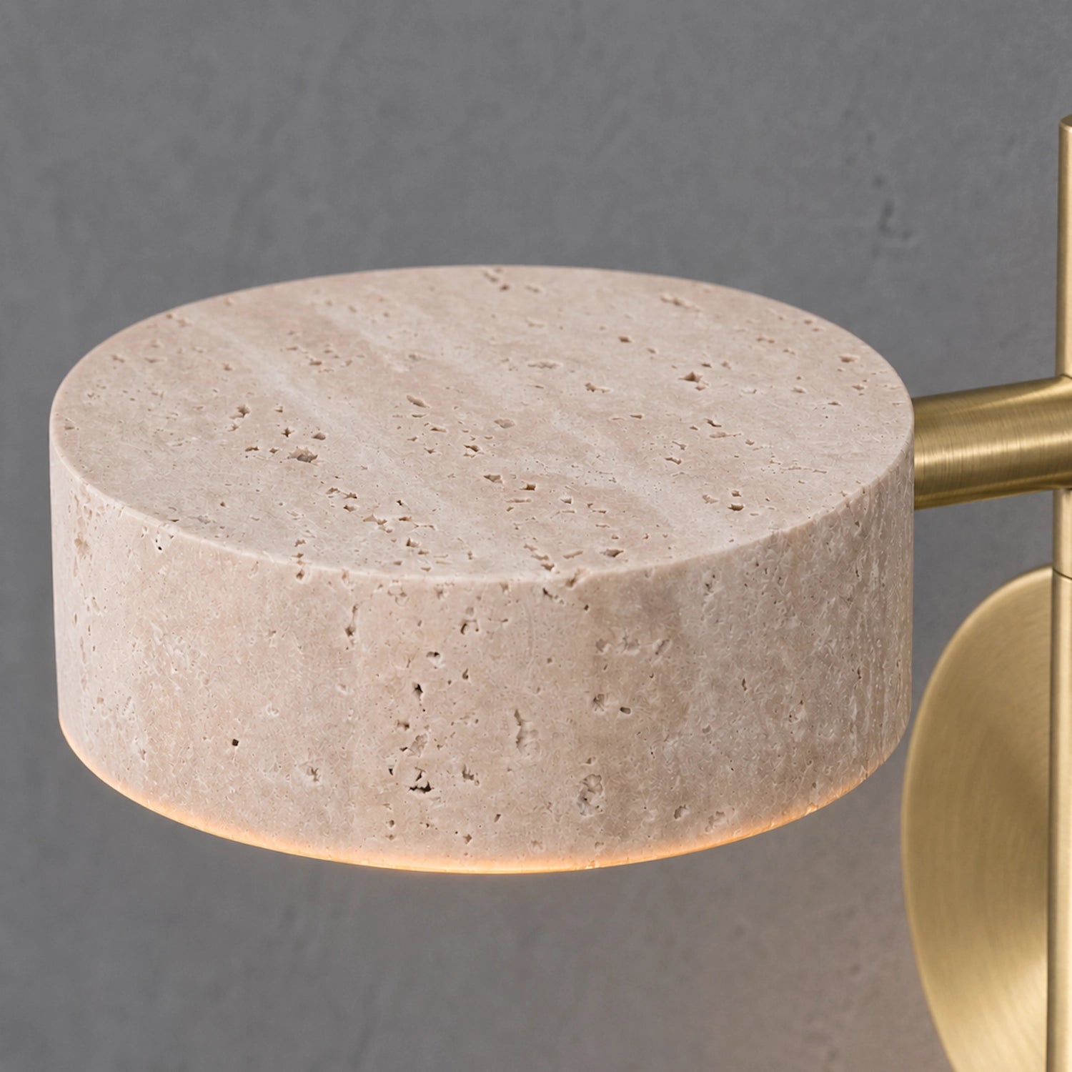 Adjustable Travertine Gold Wall Light with Swivel Arm for Bedroom