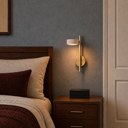 Adjustable Travertine Gold Wall Light with Swivel Arm for Bedroom