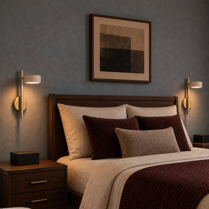 Adjustable Travertine Gold Wall Light with Swivel Arm for Bedroom