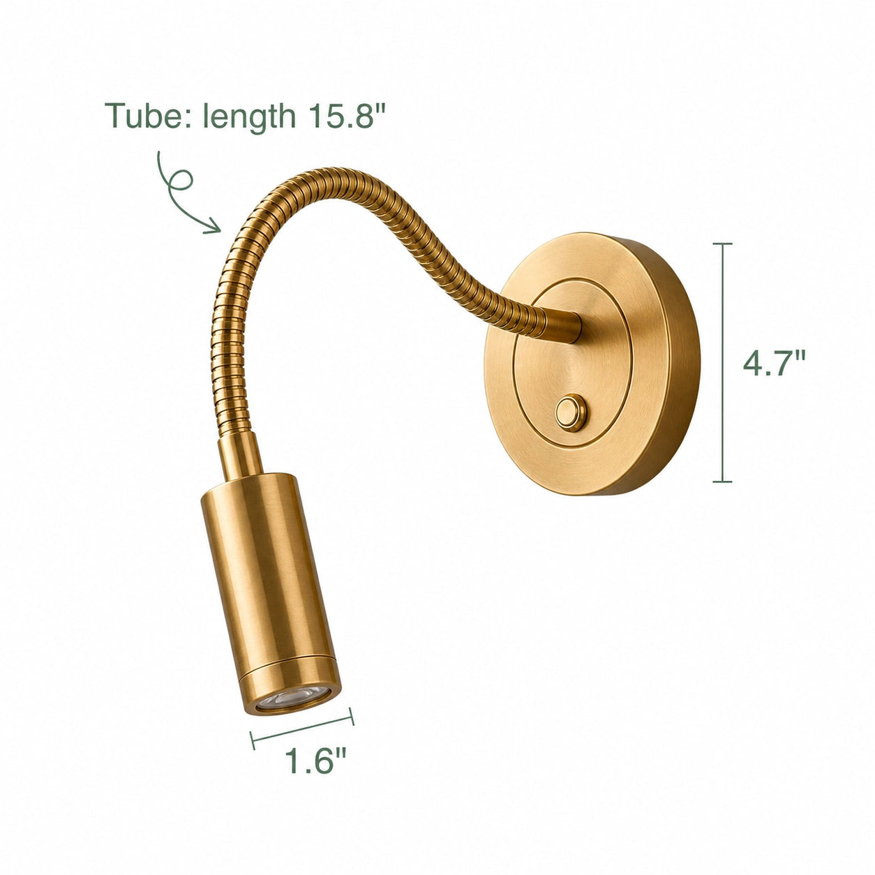 Gold Wall Reading Light Flexible Gooseneck Sconce for Bed