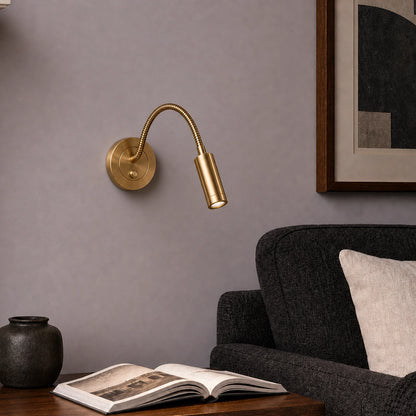 Gold Wall Reading Light Flexible Gooseneck Sconce for Bed