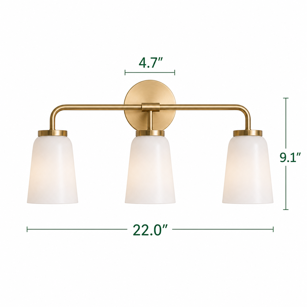 Modern Gold 3-Light Vanity Light Bathroom Glass Wall Sconce