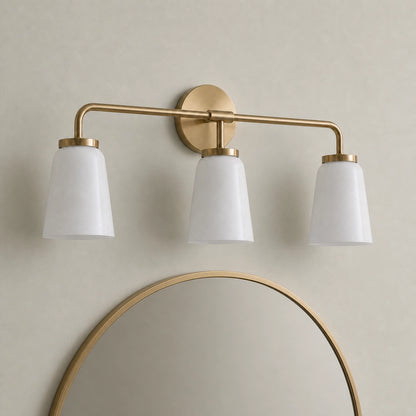 Modern Gold 3-Light Vanity Light Bathroom Glass Wall Sconce
